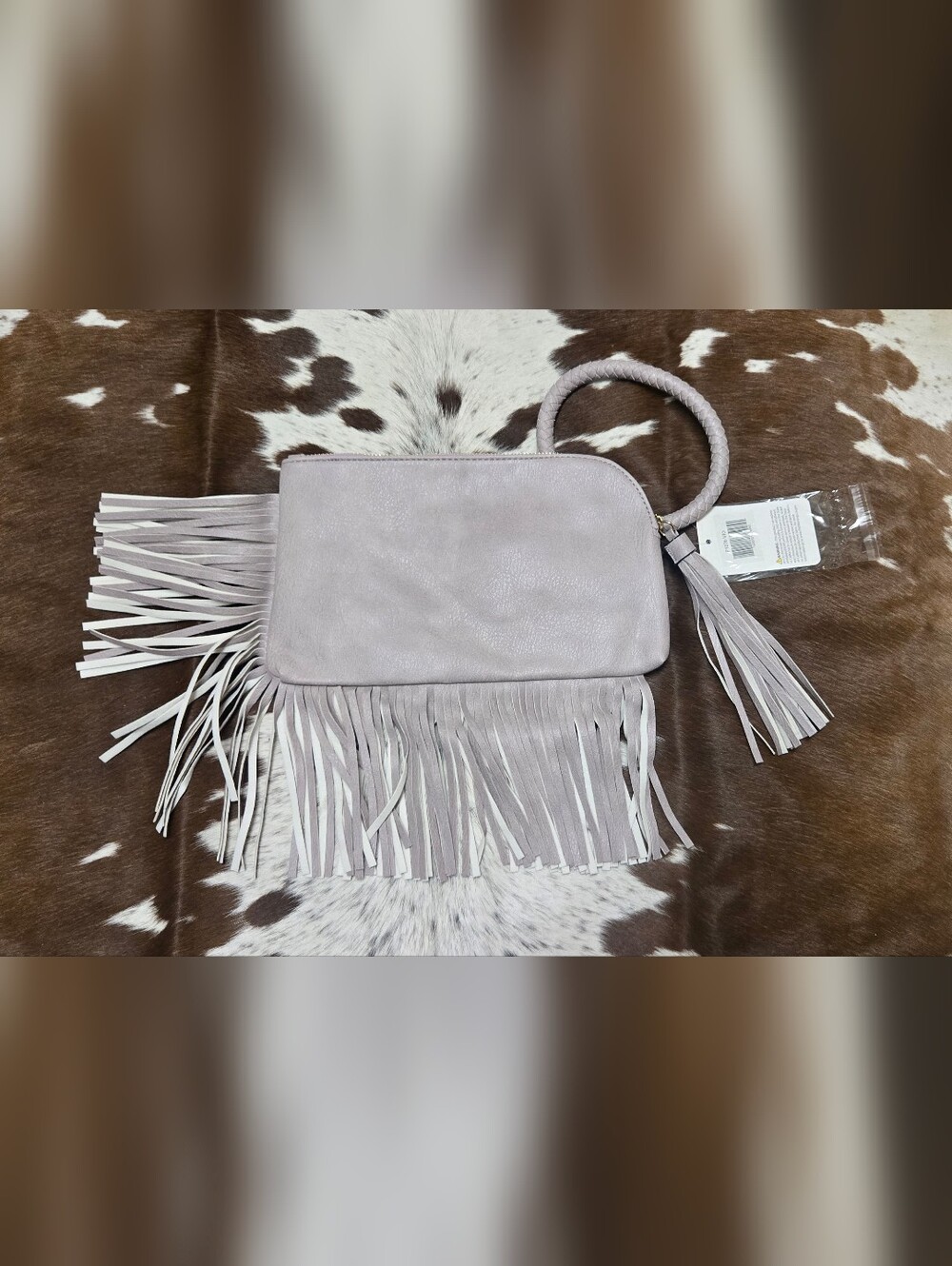 Women's Fringe Wristlet Bag in Light Lavender